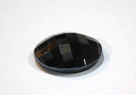 Vintage Black Faceted Hematite Finish Glass Cabochon Germany cab179
