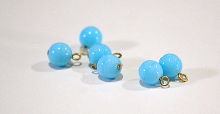 1 Loop Light Blue Smooth Glass Drops Czech Beads 8mm (6) drp088B
