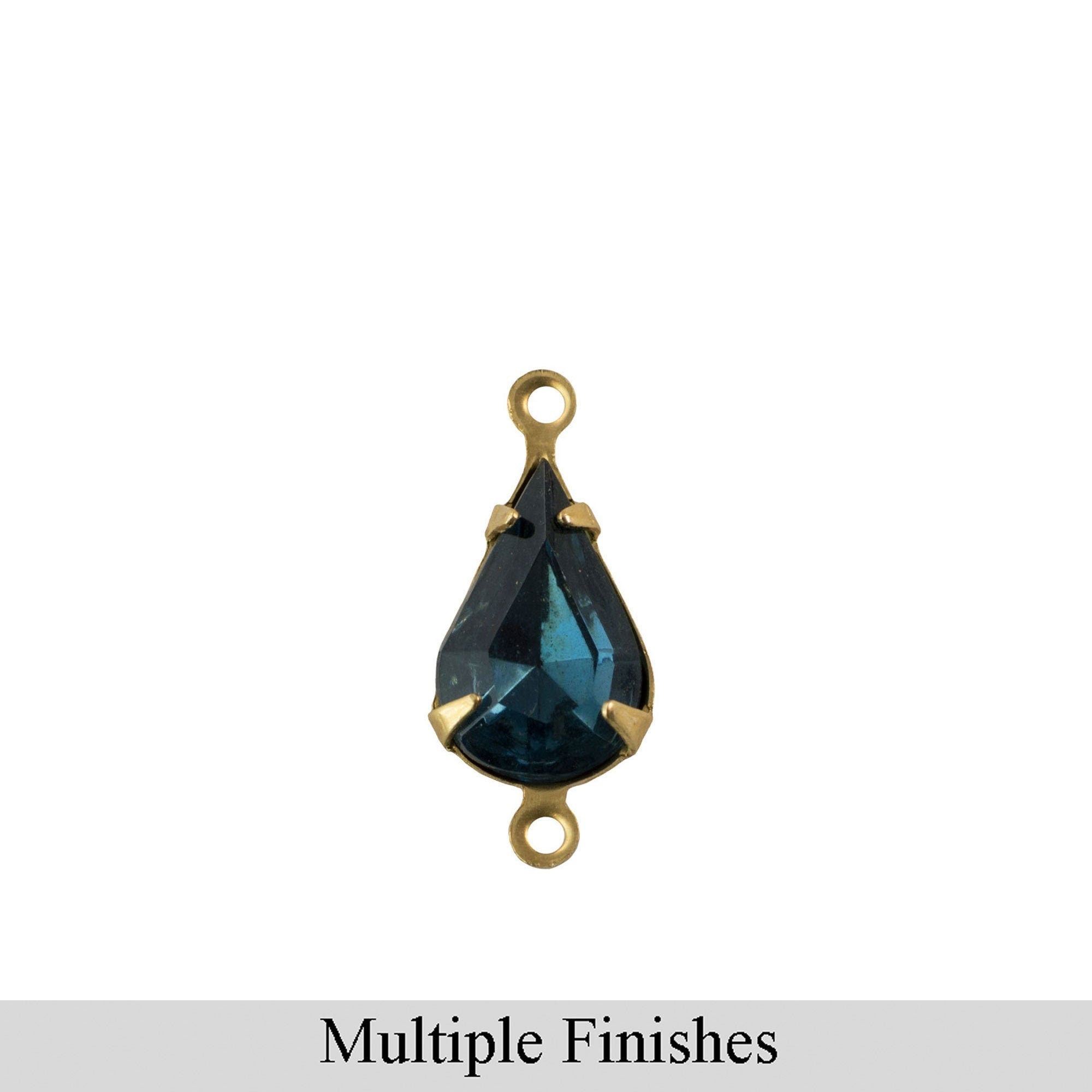 13x8mm Montana Blue Faceted Glass Teardrop Stone in 2 Loop Setting