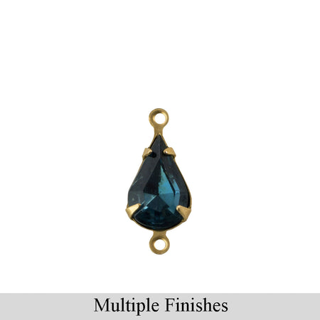 13x8mm Montana Blue Faceted Glass Teardrop Stone in 2 Loop Setting