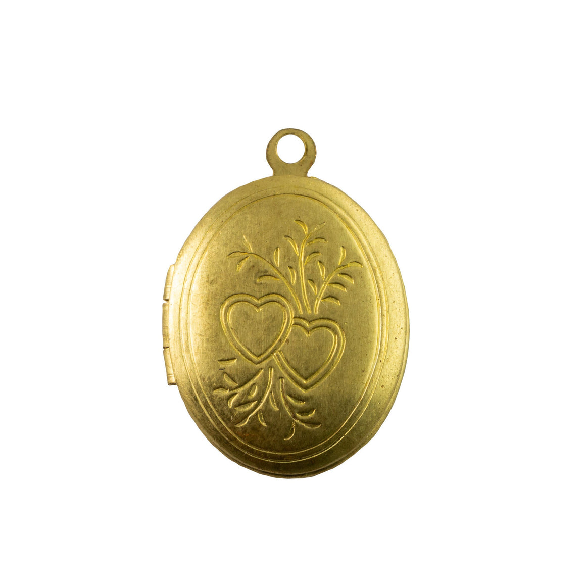 20x17mm Raw Brass Etched Heart Oval Locket (4)