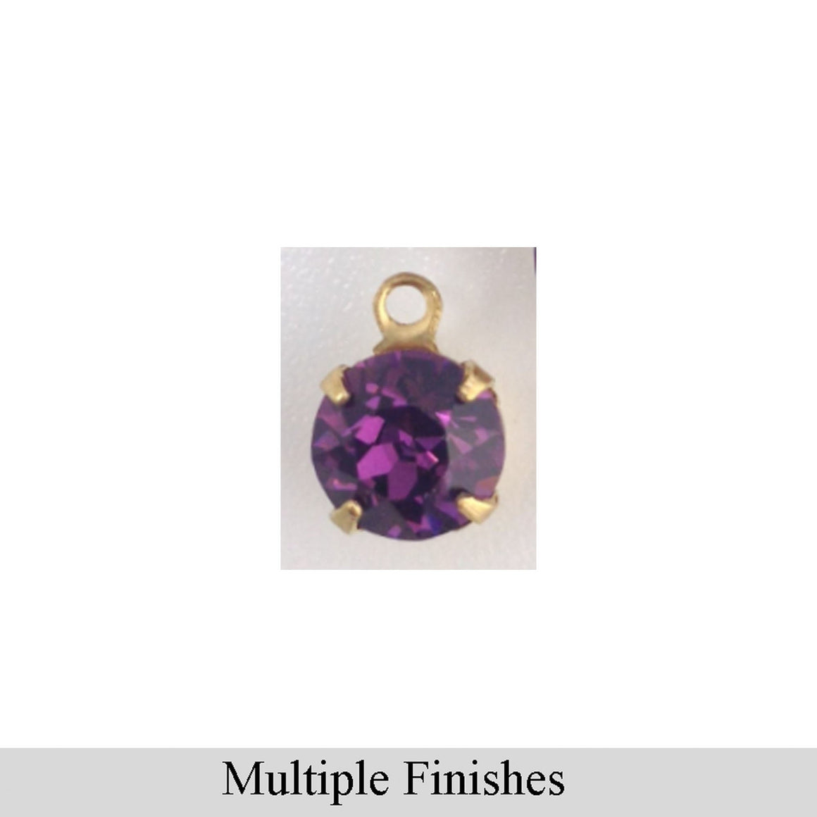 35ss Amethyst Faceted Glass Round Stone in 1 Loop Setting