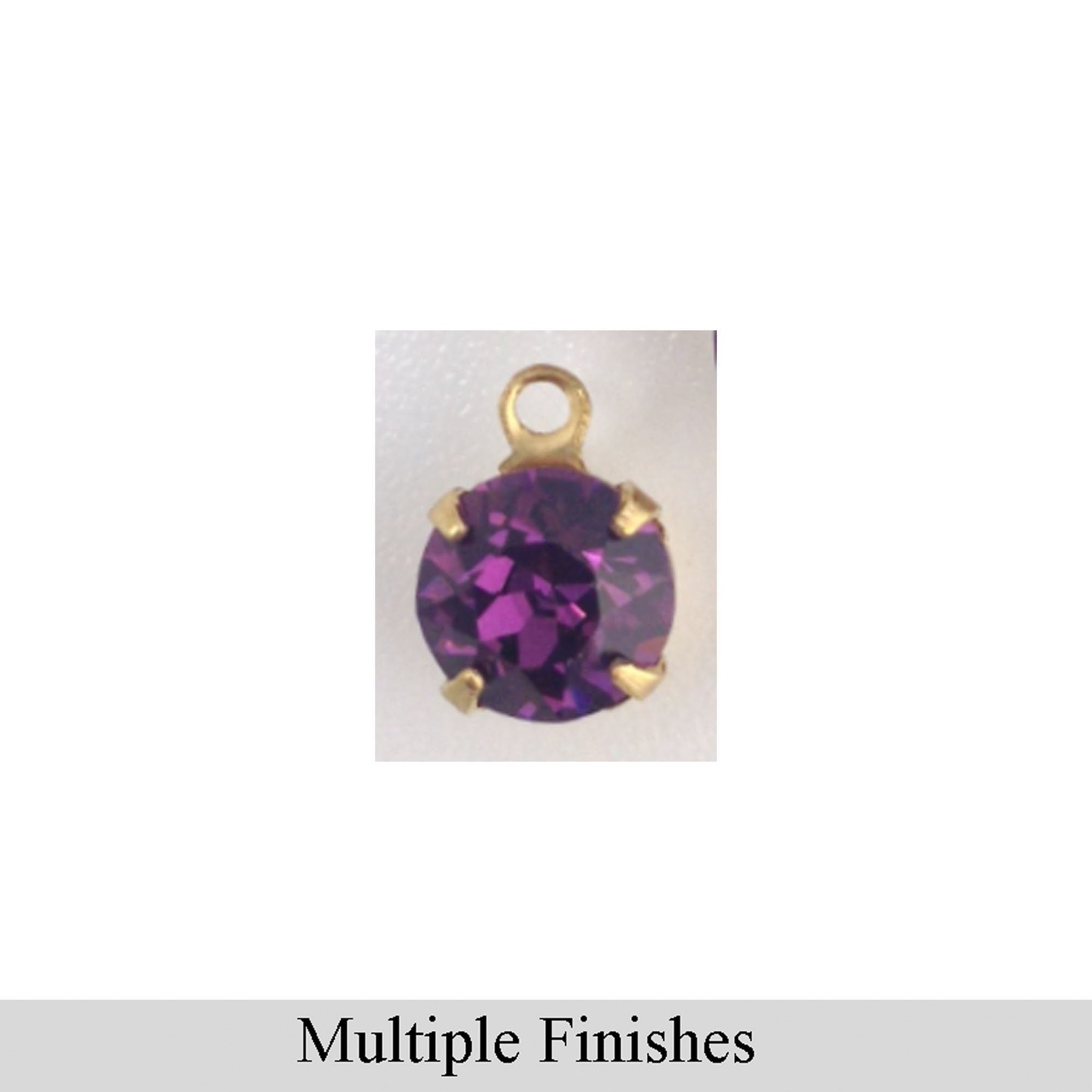 35ss Amethyst Faceted Glass Round Stone in 1 Loop Setting