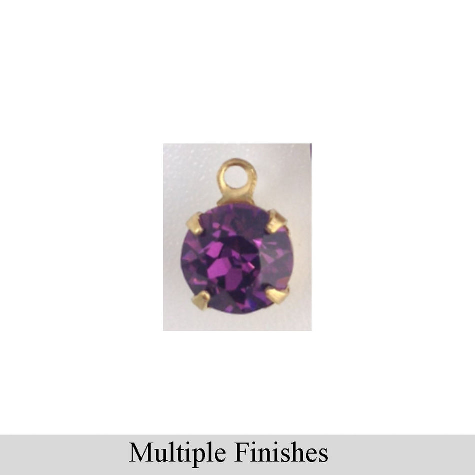 35ss Amethyst Faceted Glass Round Stone in 1 Loop Setting