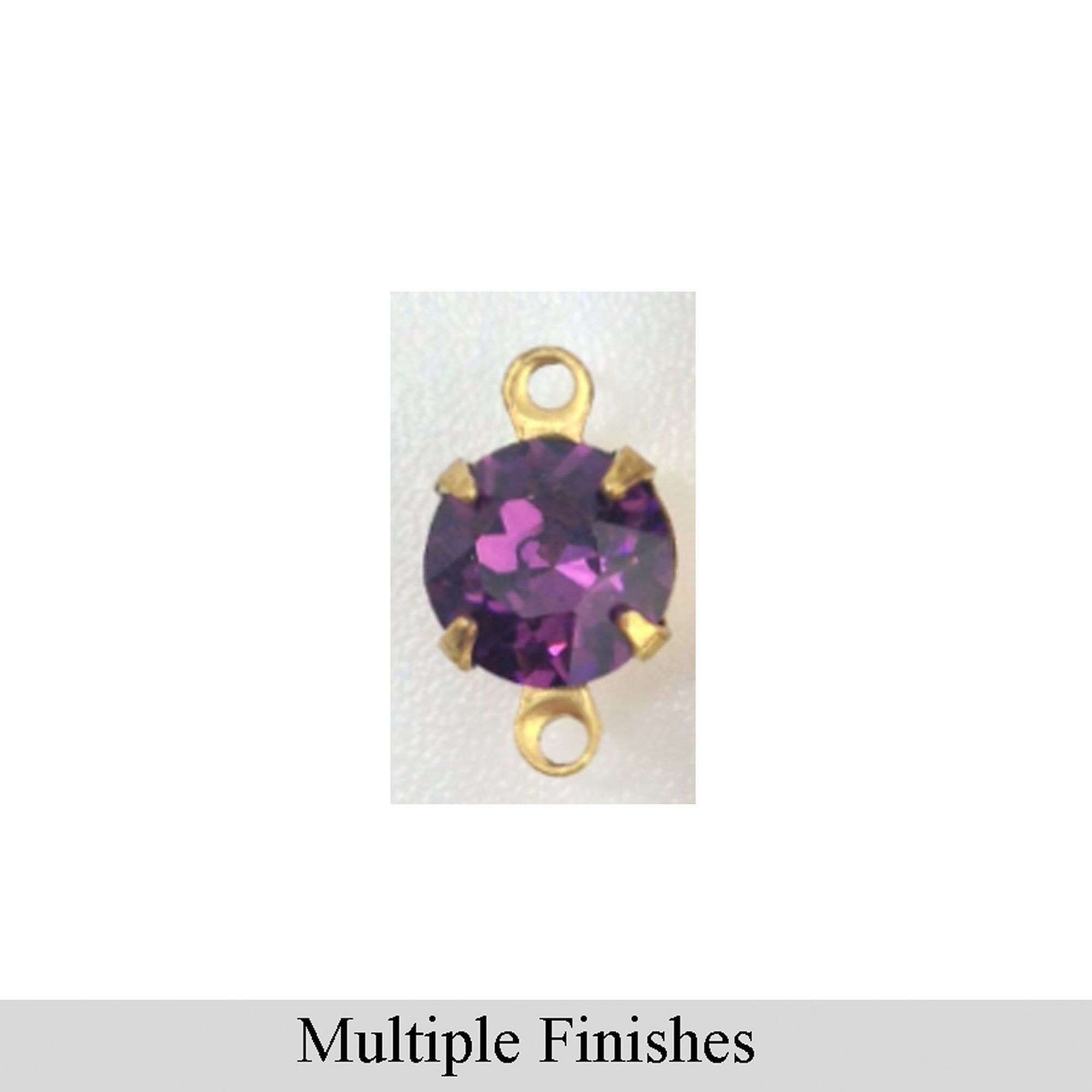 35ss Amethyst Faceted Glass Round Stone in 2 Loop Setting