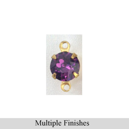 35ss Amethyst Faceted Glass Round Stone in 2 Loop Setting