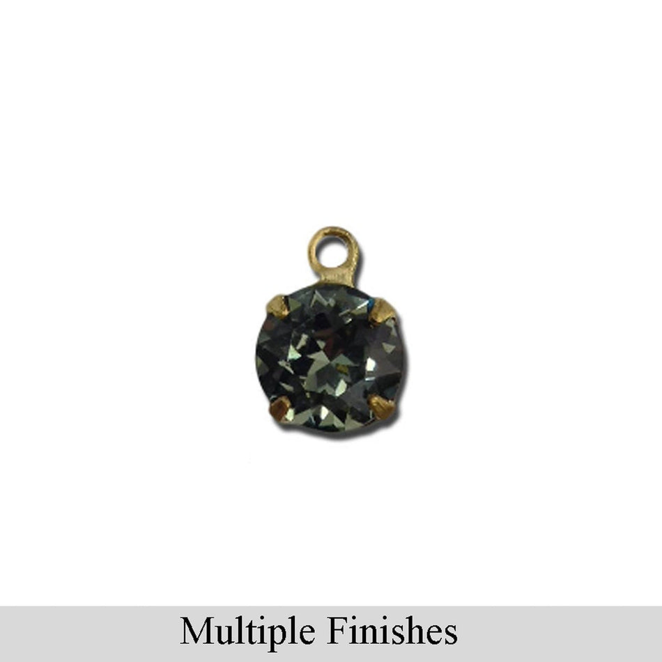 35ss Black Diamond Faceted Glass Round Stone in 1 Loop Setting