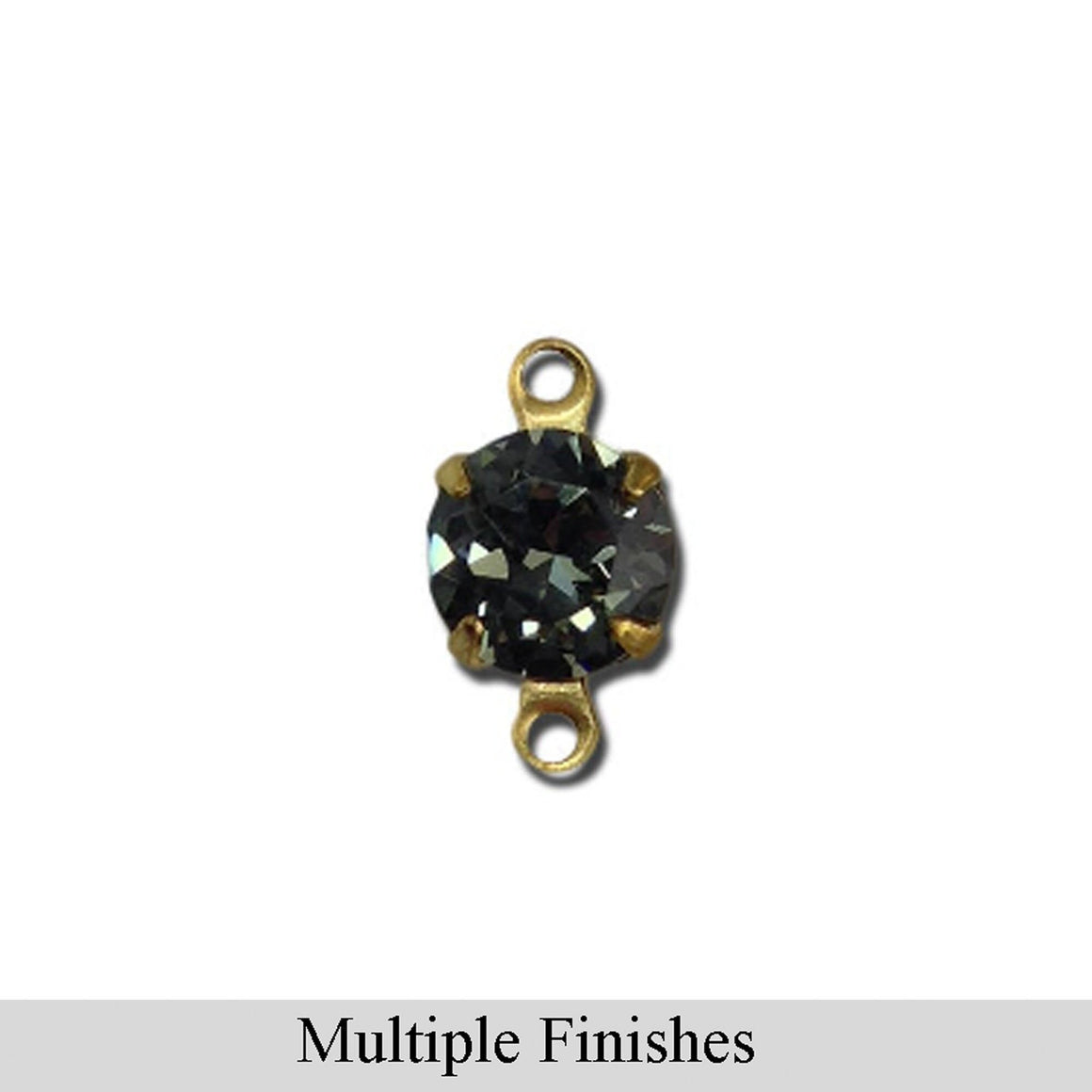 35ss Black Diamond Faceted Glass Round Stone in 2 Loop Setting