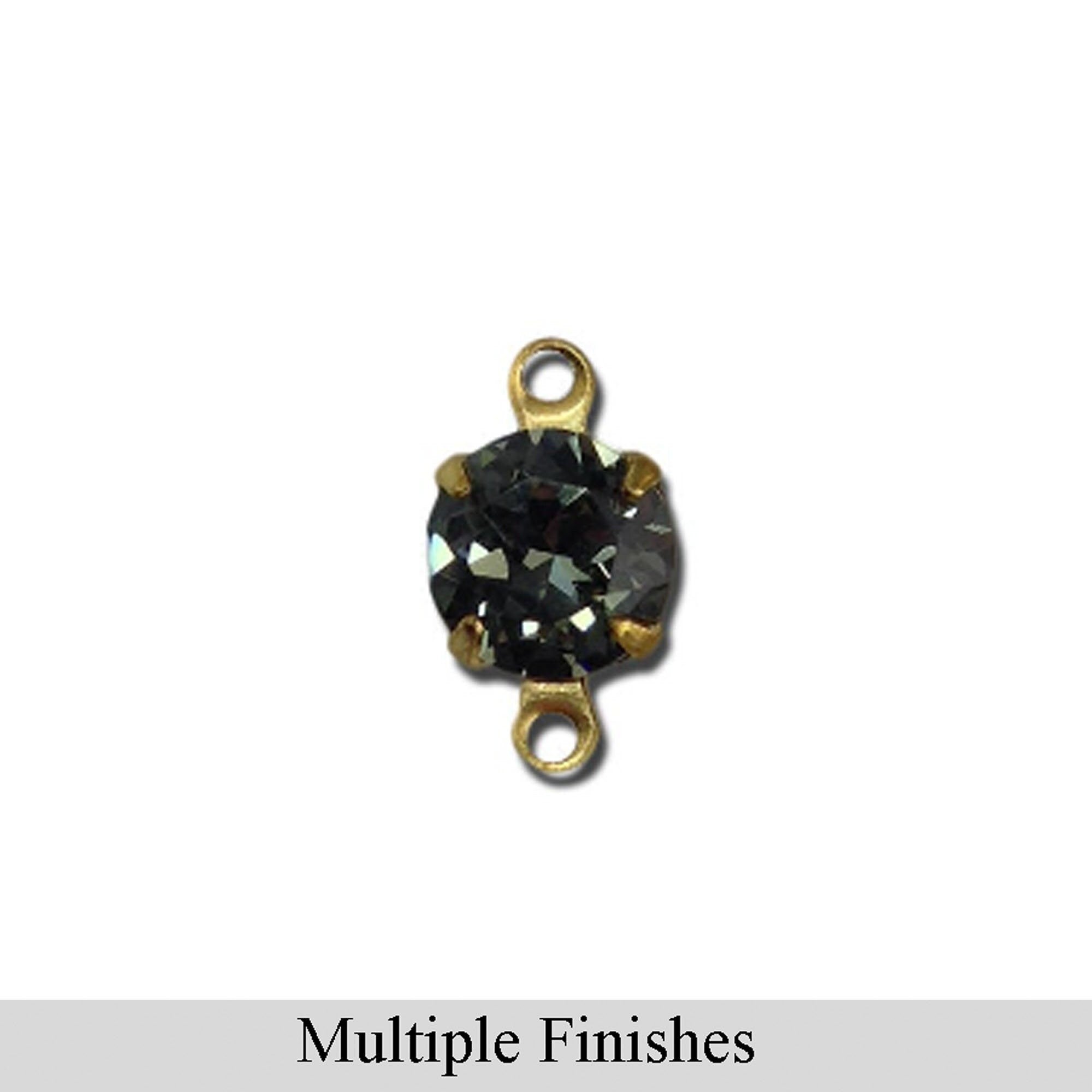 35ss Black Diamond Faceted Glass Round Stone in 2 Loop Setting