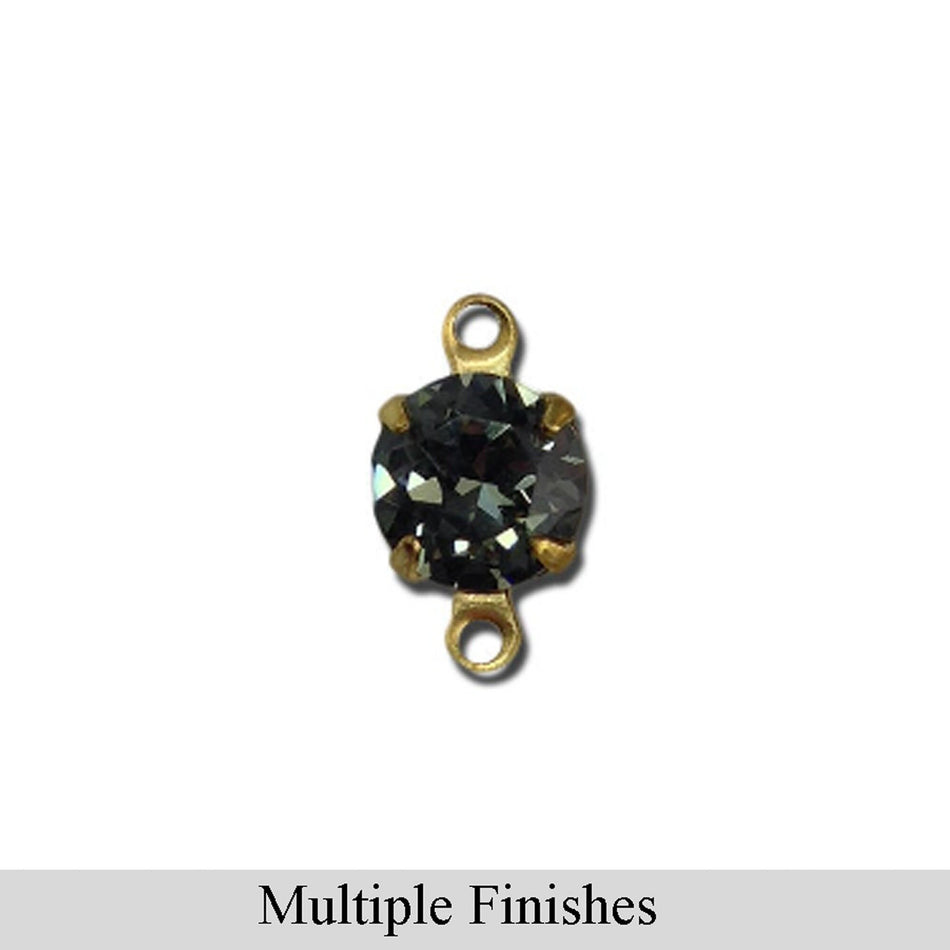 35ss Black Diamond Faceted Glass Round Stone in 2 Loop Setting