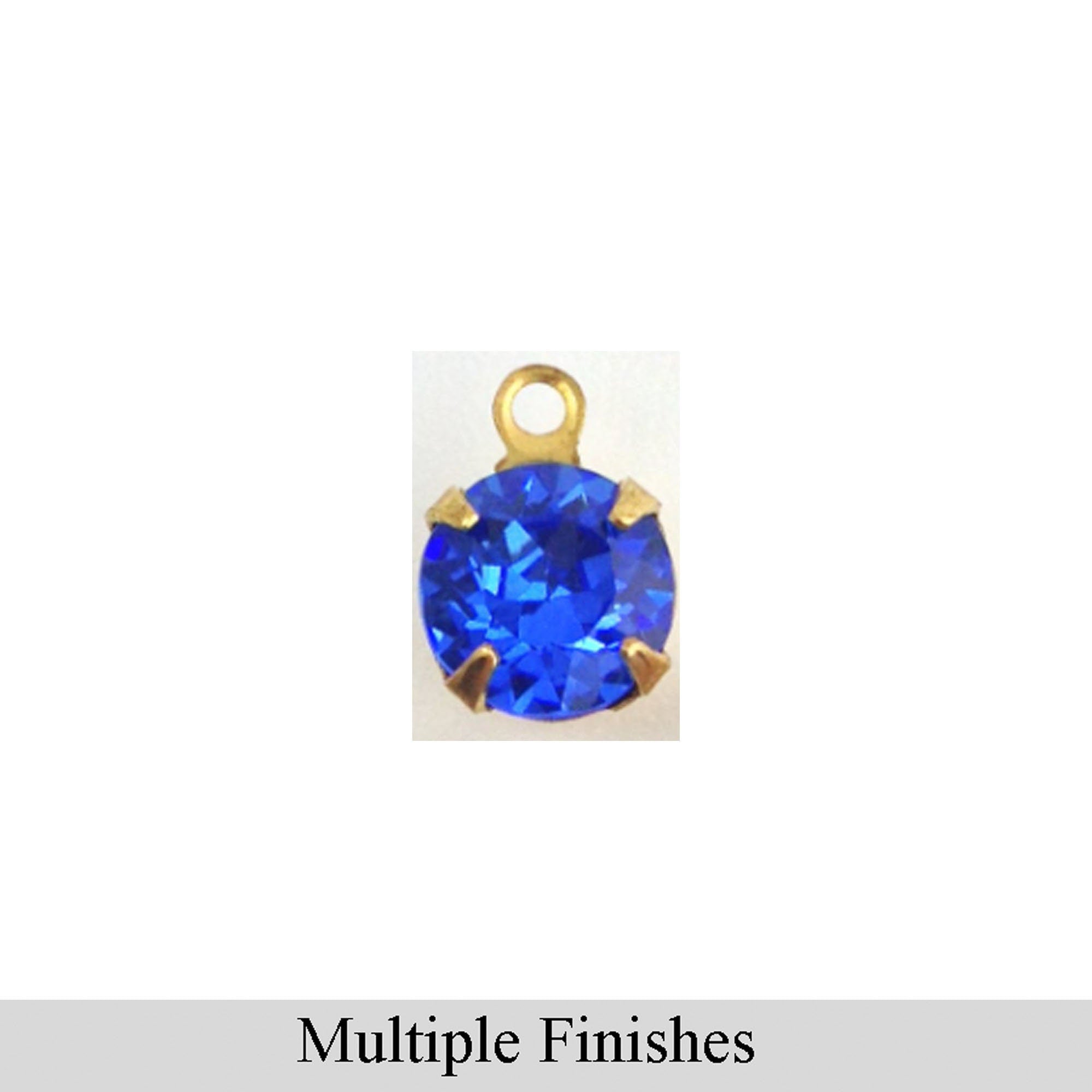 35ss Sapphire Faceted Glass Round Stone in 1 Loop Setting