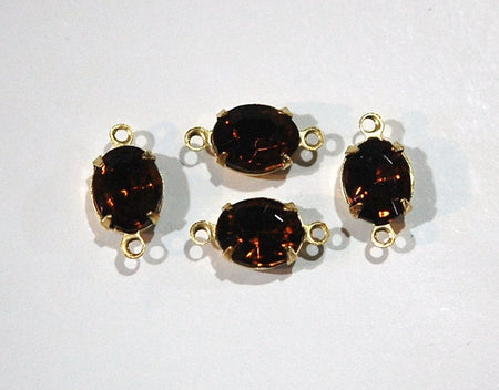Faceted Topaz Oval Stones in 2 Loop Brass Setting ovl005AA2