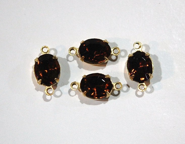 Faceted Topaz Oval Stones in 2 Loop Brass Setting ovl005AA2