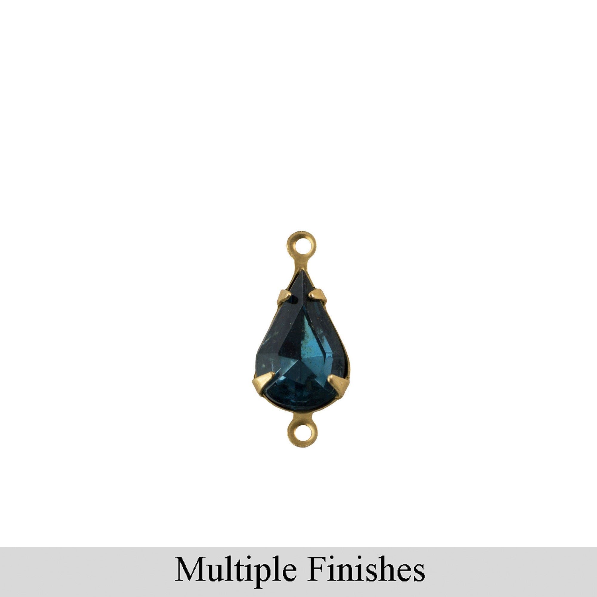8x4mm Montana Blue Faceted Glass Teardrop Stone in 2 Loop Setting