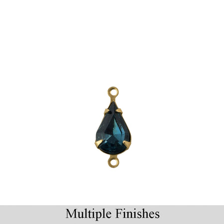8x4mm Montana Blue Faceted Glass Teardrop Stone in 2 Loop Setting