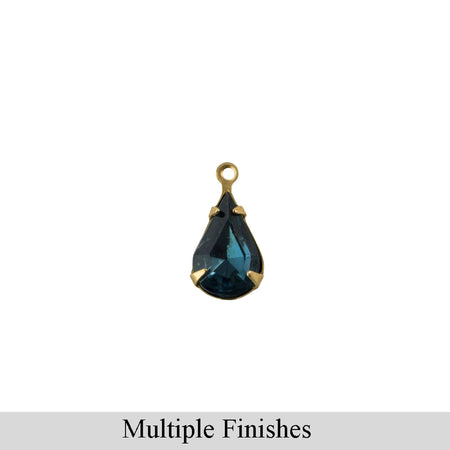8x4mm Montana Blue Faceted Glass Teardrop Stone in 1 Loop Setting
