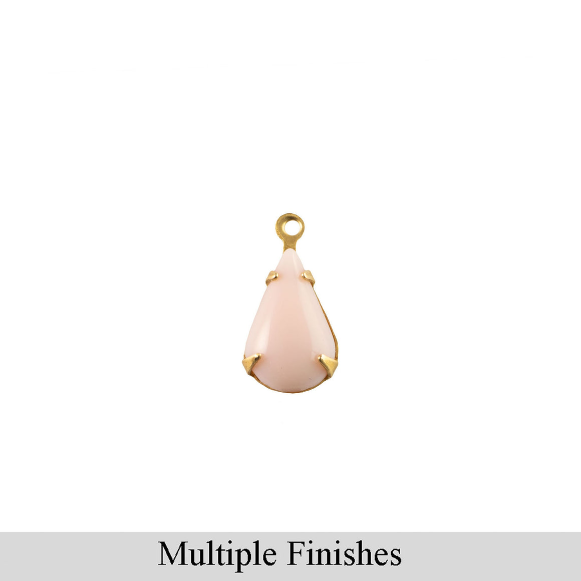 8x4mm Pink Glass Teardrop Stone in 1 Loop Setting