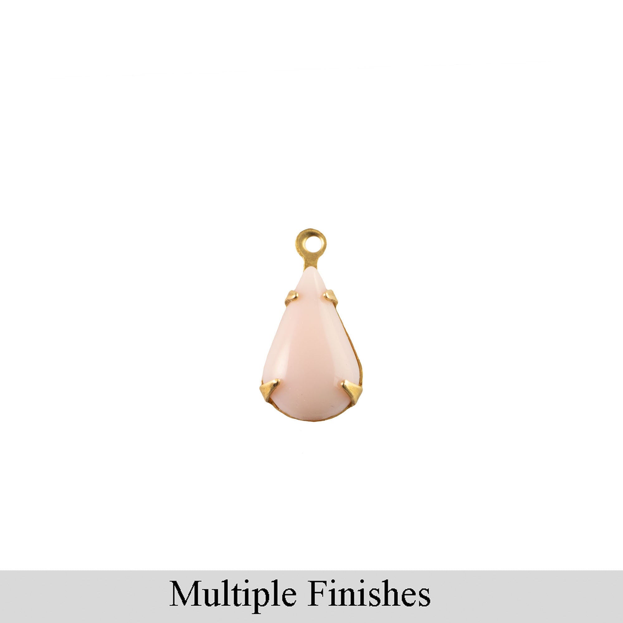 8x4mm Pink Glass Teardrop Stone in 1 Loop Setting