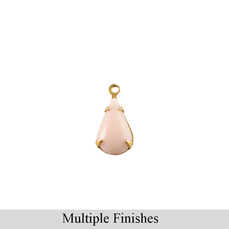 8x4mm Pink Glass Teardrop Stone in 1 Loop Setting