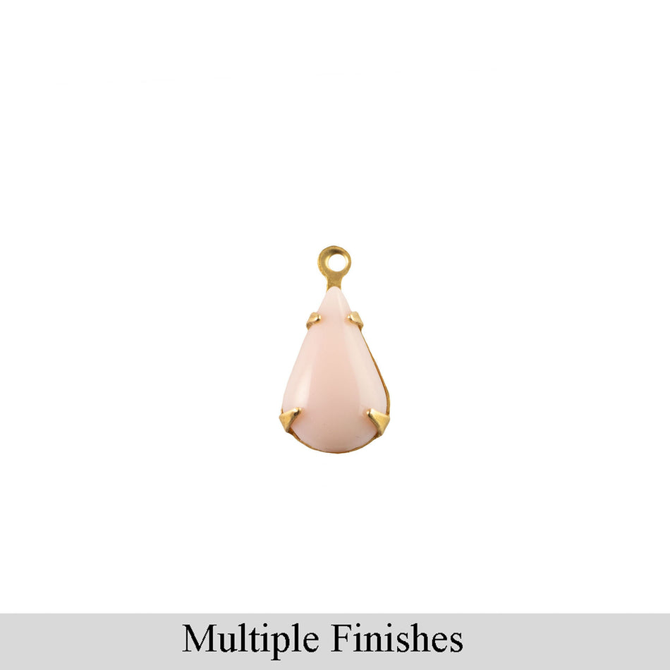 8x4mm Pink Glass Teardrop Stone in 1 Loop Setting