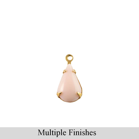 10x6mm Pink Glass Teardrop Stone in 1 Loop Setting