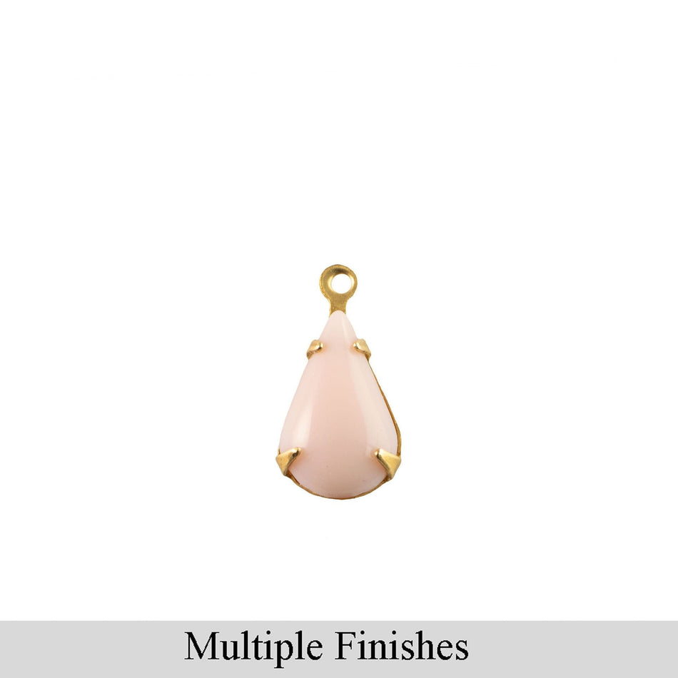 10x6mm Pink Glass Teardrop Stone in 1 Loop Setting