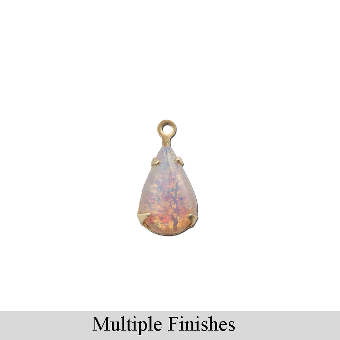 10x6mm Harlequin Opal Glass Teardrop Stone in 1 Loop Setting
