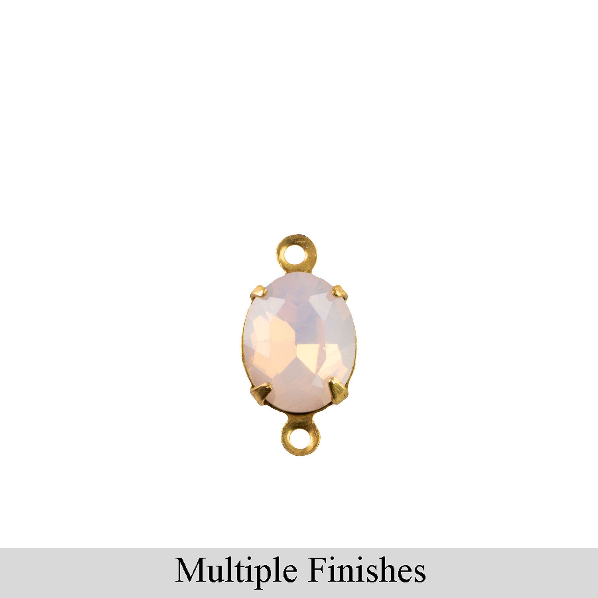 10x8mm Pink Opal Faceted Glass Oval Stone in 2 Loop Setting