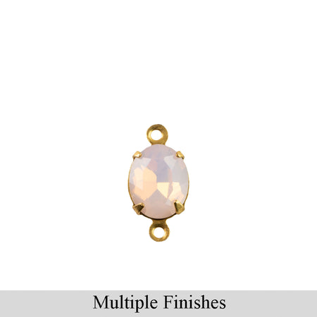 10x8mm Pink Opal Faceted Glass Oval Stone in 2 Loop Setting