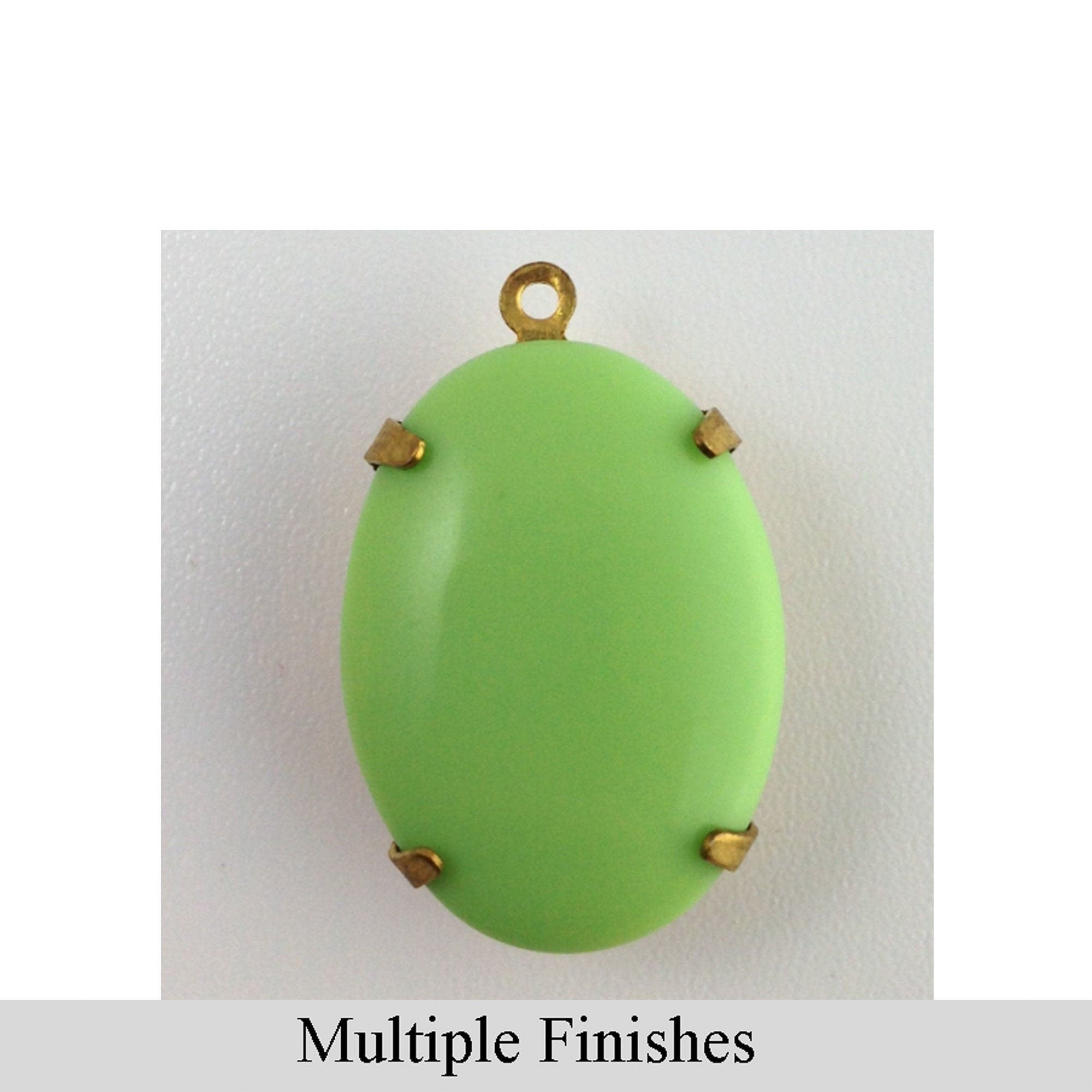 25x18mm Light Green Glass Oval Stone in 1 Loop Setting