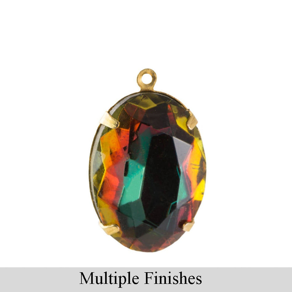 25x18mm Helio Brown Glass Oval Stone in 1 Loop Setting