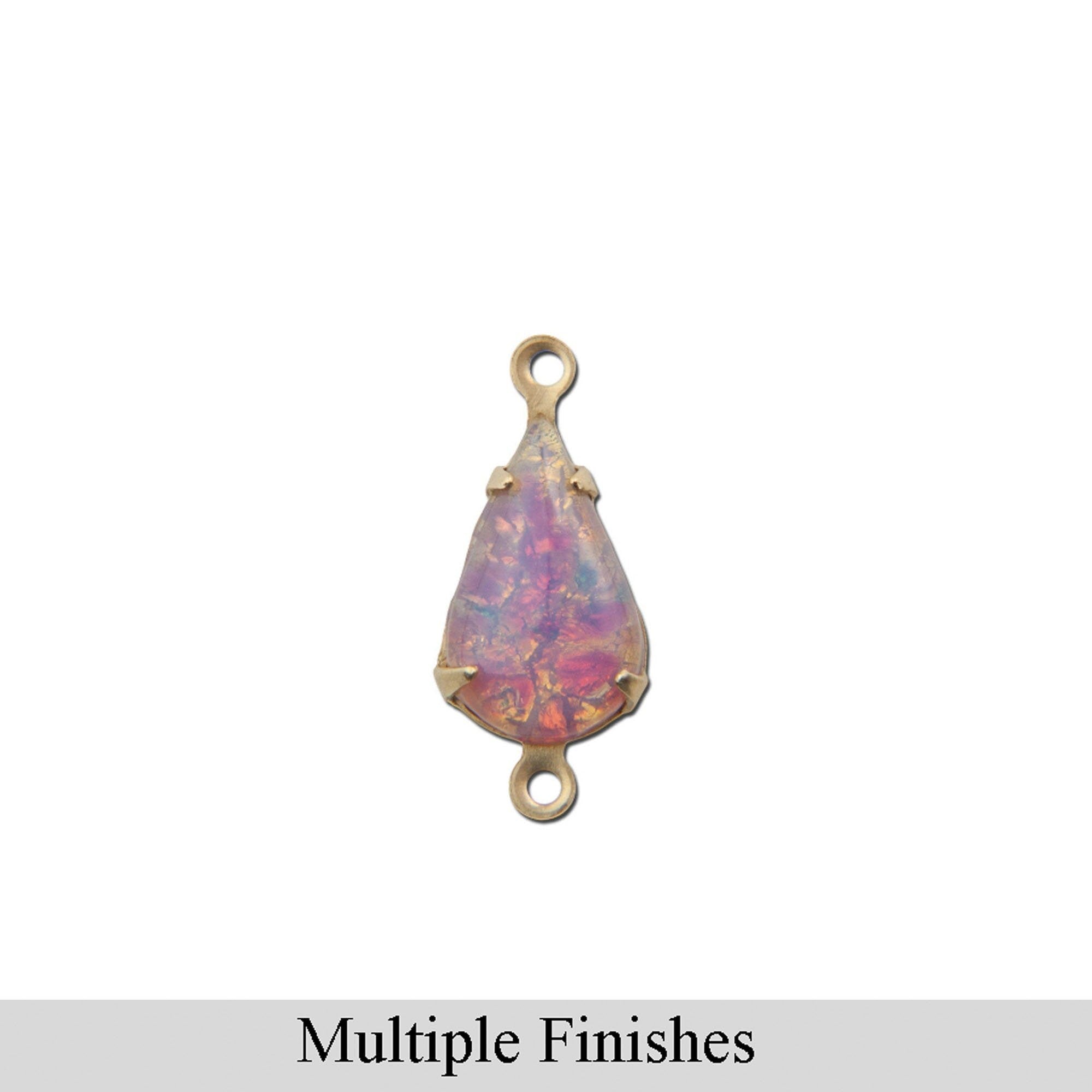 10x6mm Harlequin Opal Glass Teardrop Stone in 2 Loop Setting