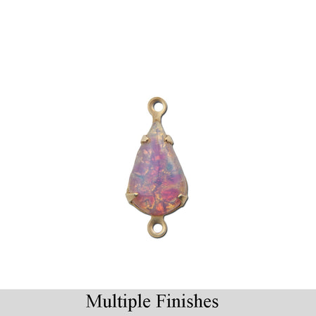 10x6mm Harlequin Opal Glass Teardrop Stone in 2 Loop Setting