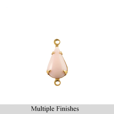 10x6mm Pink Glass Teardrop Stone in 2 Loop Setting
