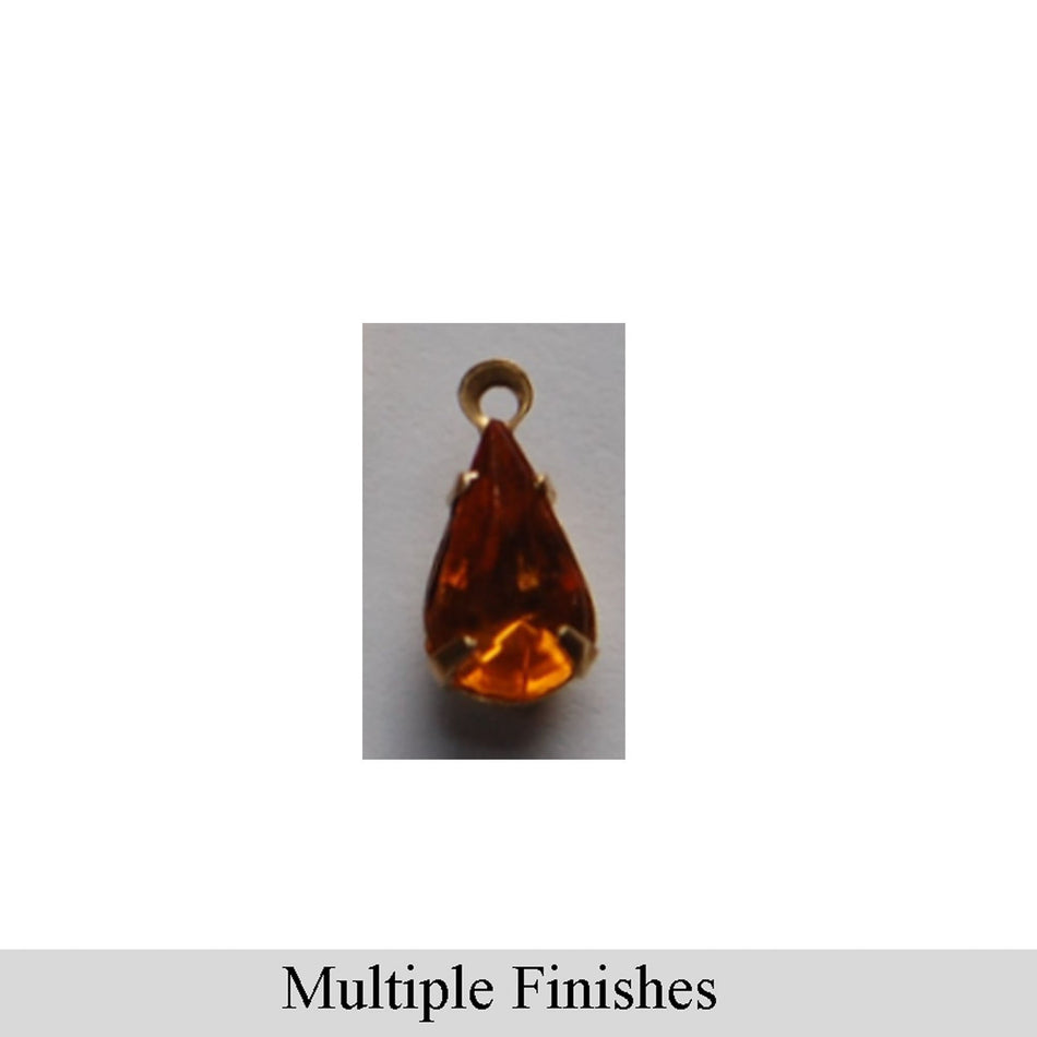 10x6mm Topaz Faceted Glass Teardrop Stone in 1 Loop Setting