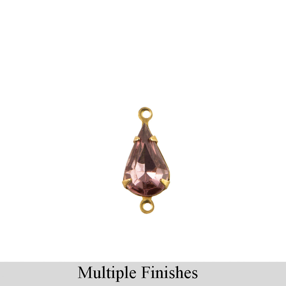 8x4mm Light Amethyst Faceted Glass Teardrop Stone in 2 Loop Setting