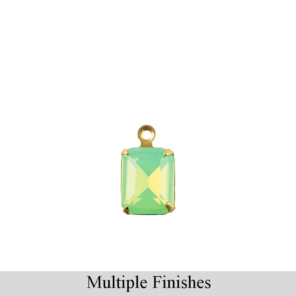 10x8mm Green Opal Faceted Glass Octagon Stone in 1 Loop Setting