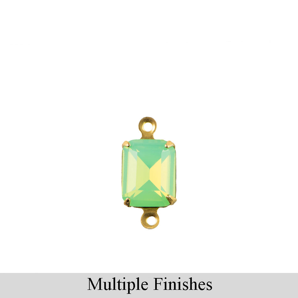 10x8mm Green Opal Faceted Glass Octagon Stone in 2 Loop Setting