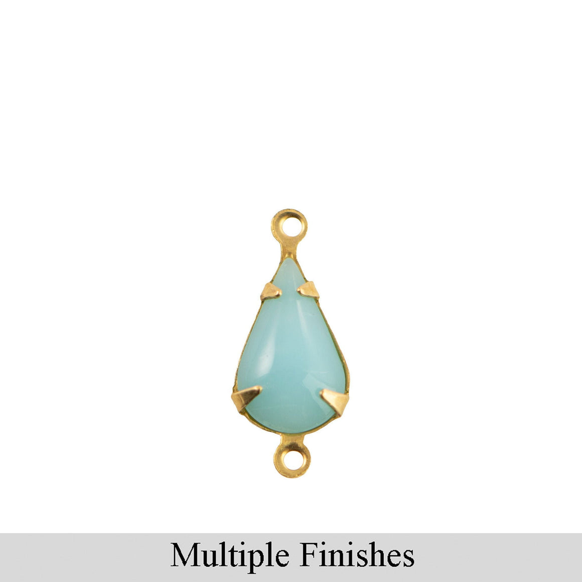 13x8mm Calcedon Blue Glass Teardrop Stone in 2 Loop Setting