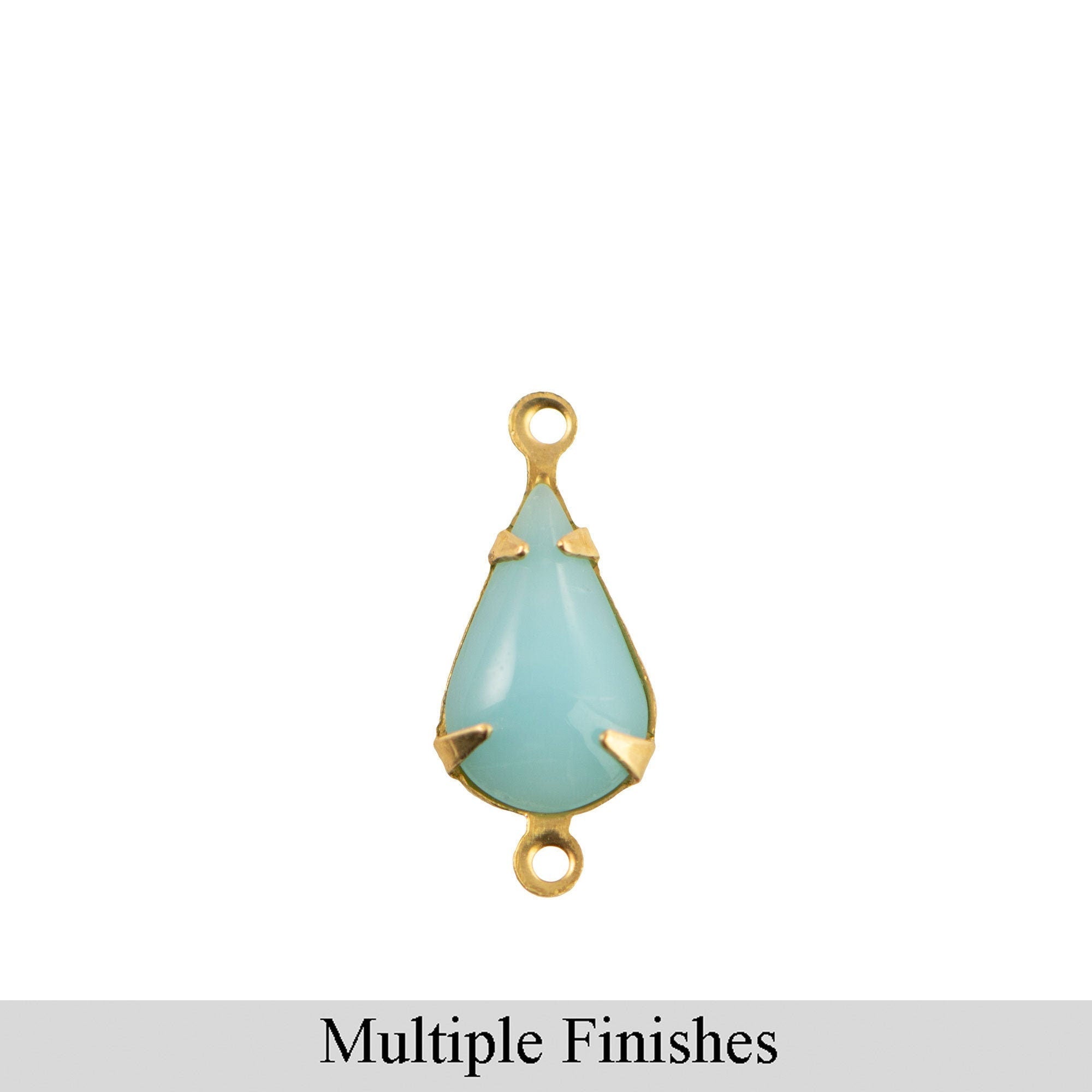 13x8mm Calcedon Blue Glass Teardrop Stone in 2 Loop Setting