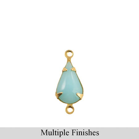 13x8mm Calcedon Blue Glass Teardrop Stone in 2 Loop Setting
