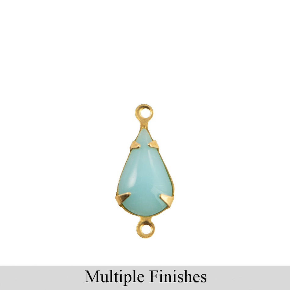 13x8mm Calcedon Blue Glass Teardrop Stone in 2 Loop Setting