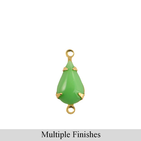 13x8mm Green Glass Teardrop Stone in 2 Loop Setting