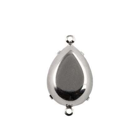 18x13mm White Opal Faceted Glass Pear Stone in 2 Loop Setting
