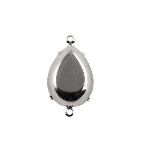 18x13mm Pink Opal Faceted Glass Pear Stone in 2 Loop Setting