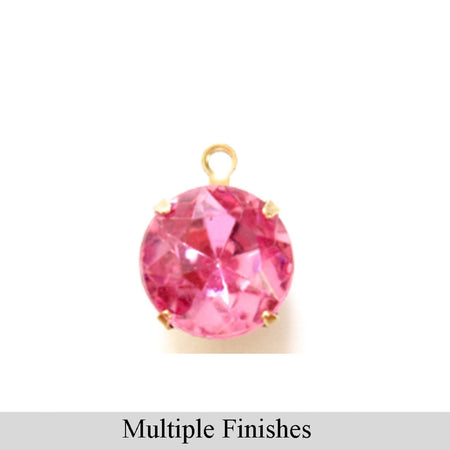48ss Rose Faceted Glass Round Stone in 1 Loop Setting
