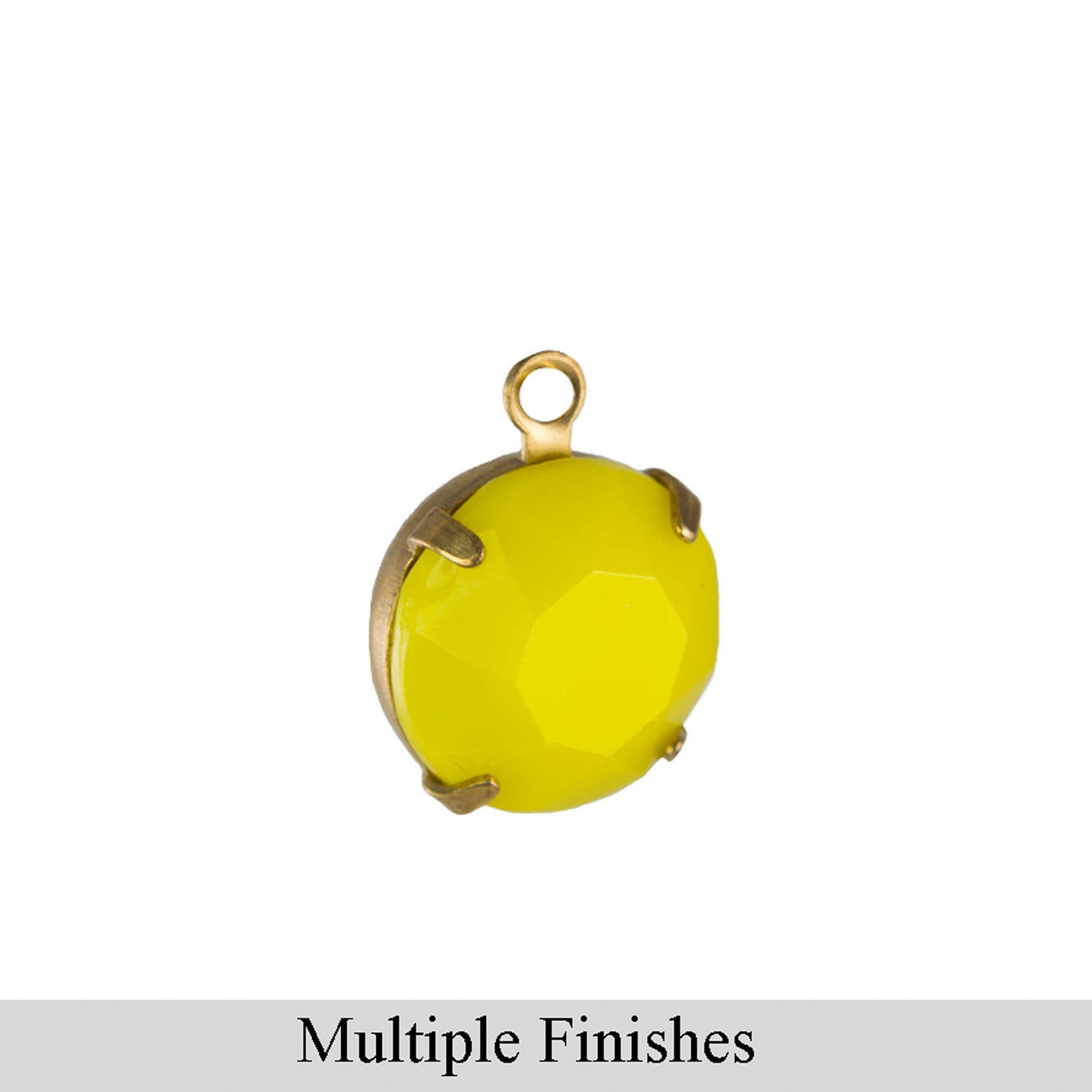 48ss Yellow Faceted Glass Round Stone in 1 Loop Setting