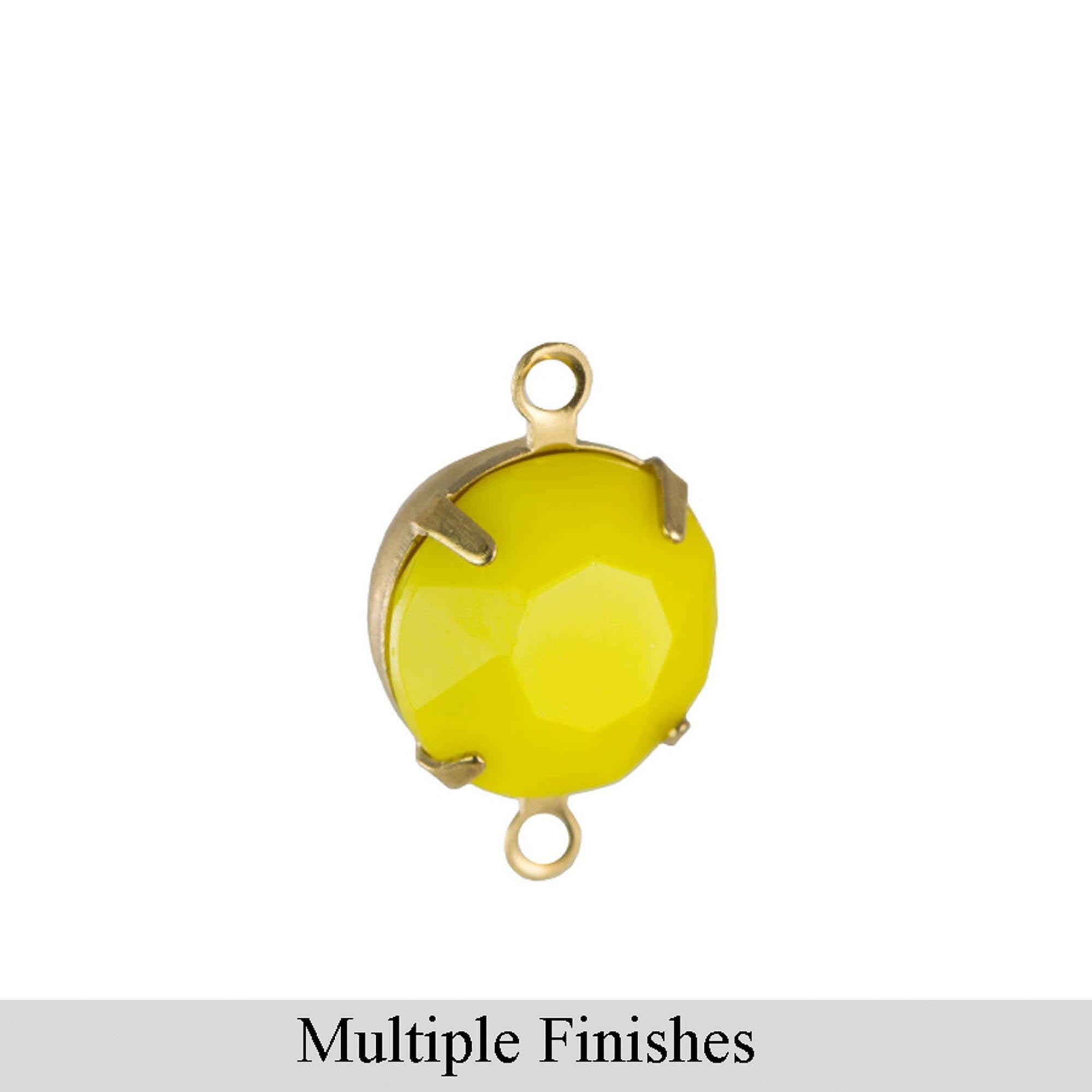 48ss Yellow Faceted Glass Round Stone in 2 Loop Setting