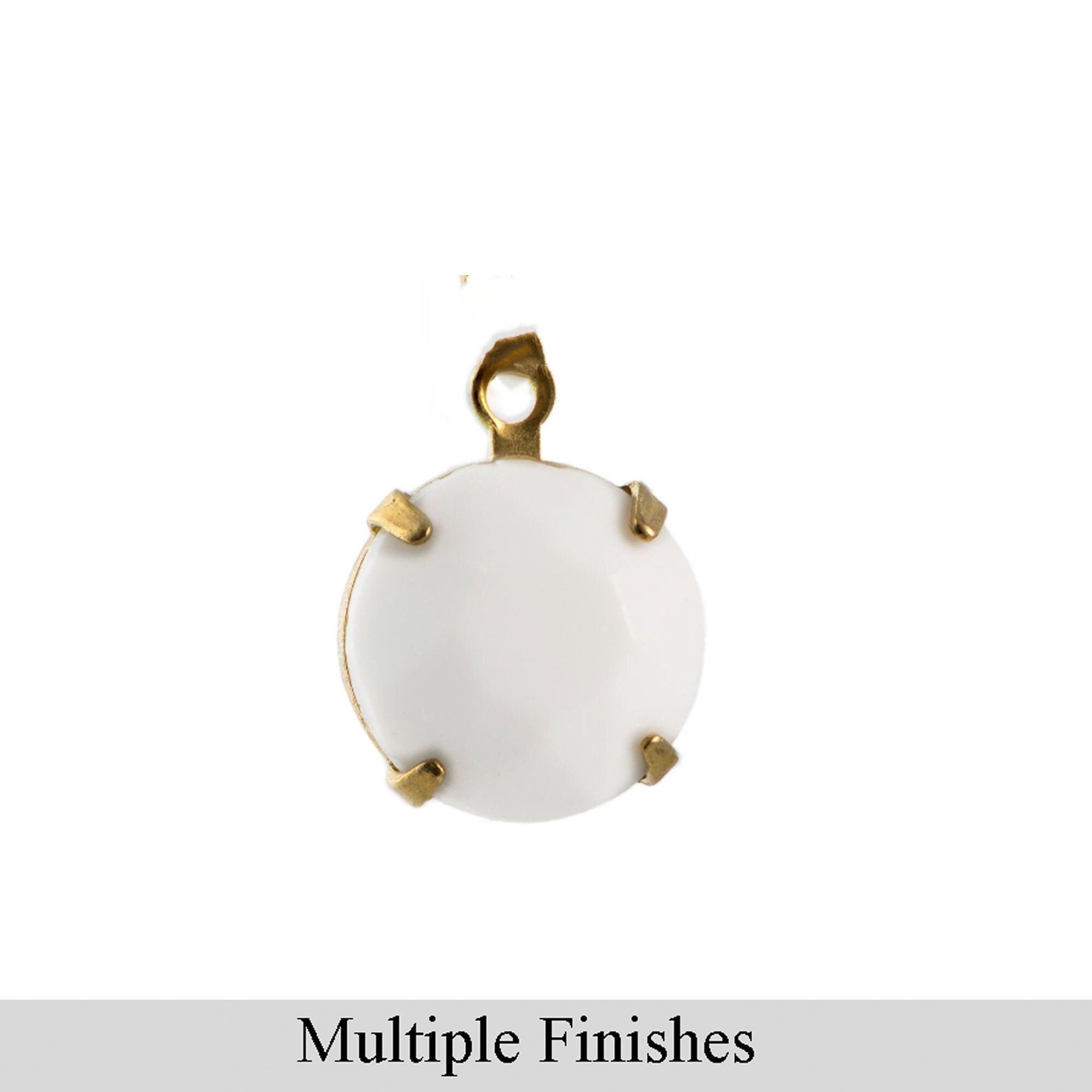 48ss White Faceted Glass Round Stone in 1 Loop Setting