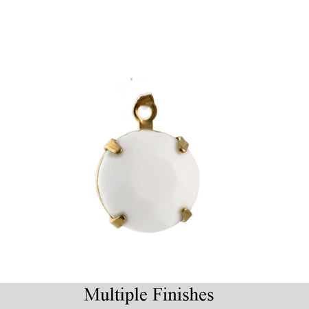 48ss White Faceted Glass Round Stone in 1 Loop Setting